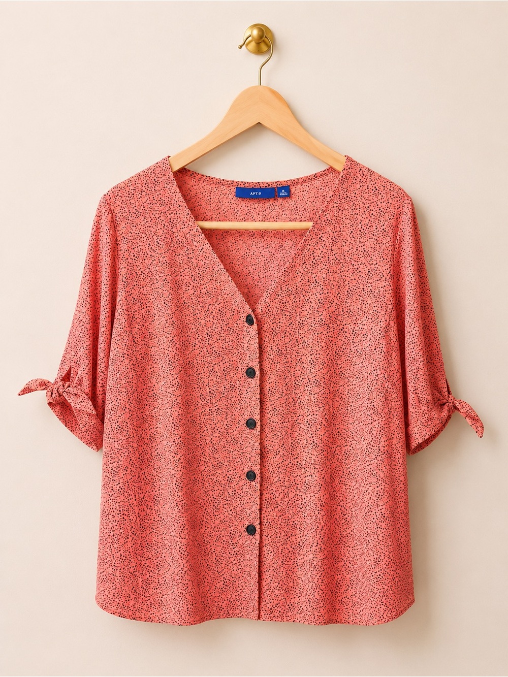 APT. 9 Coral Speckled Button Front Blouse Medium